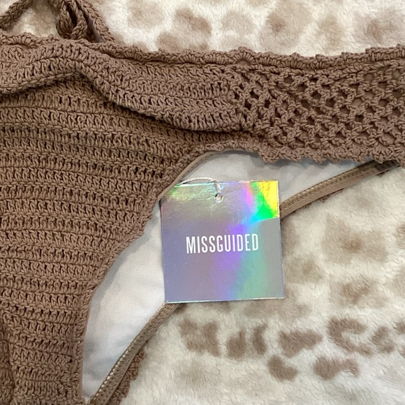 NWT Natural Brown Triangle Crochet Bikini Set with Hipster Pant, Size 6 - Picture 4 of 14